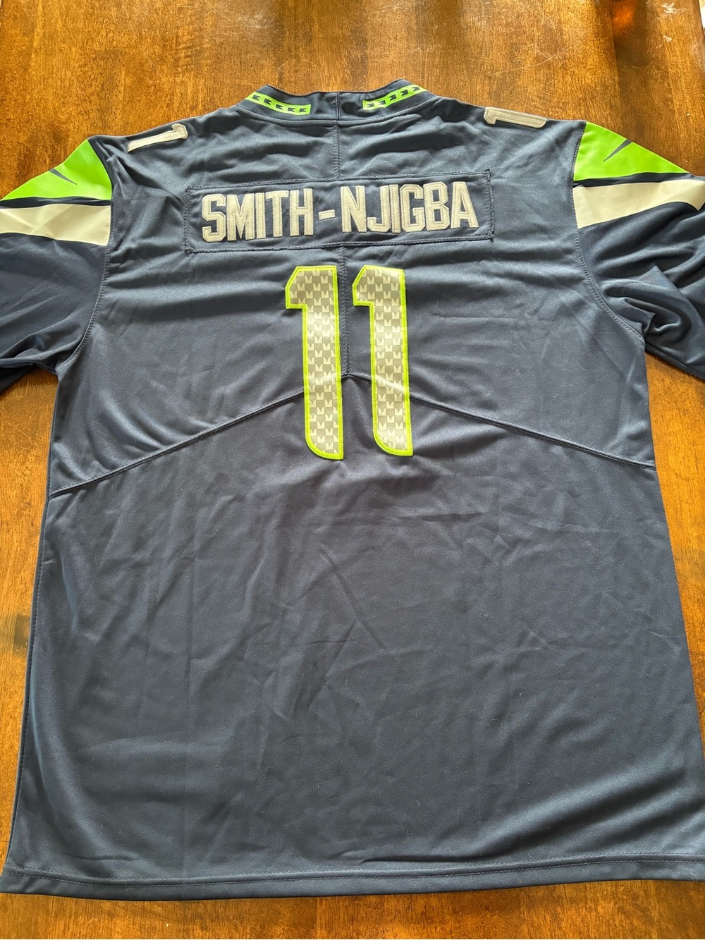 Nike Navy and Neon Green Smith-Njigba #11 Football Jersey